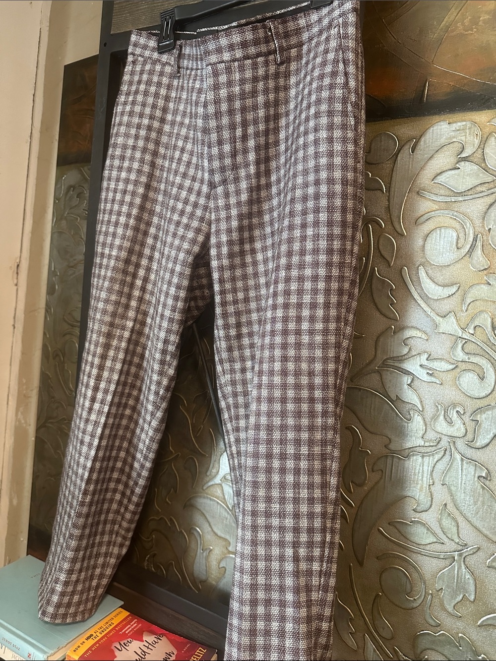ASOS Brown and White Plaid Chinos